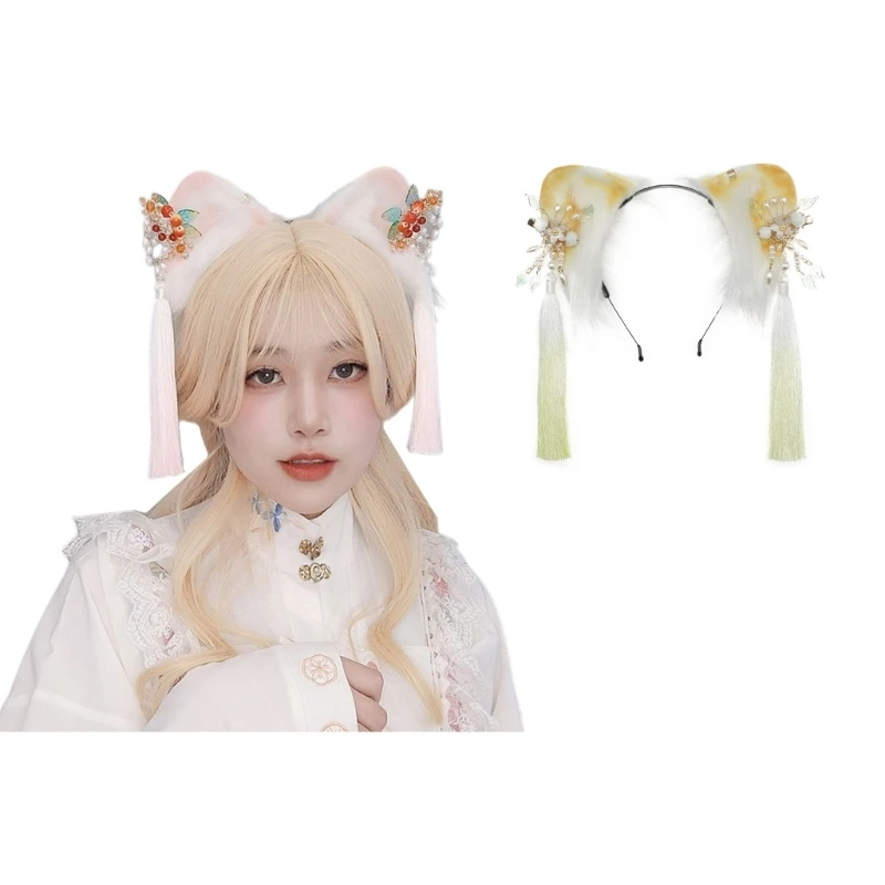 

Funny Ears Headband with Tassel Hairbands Carnivals Party Hair Decors D5QB