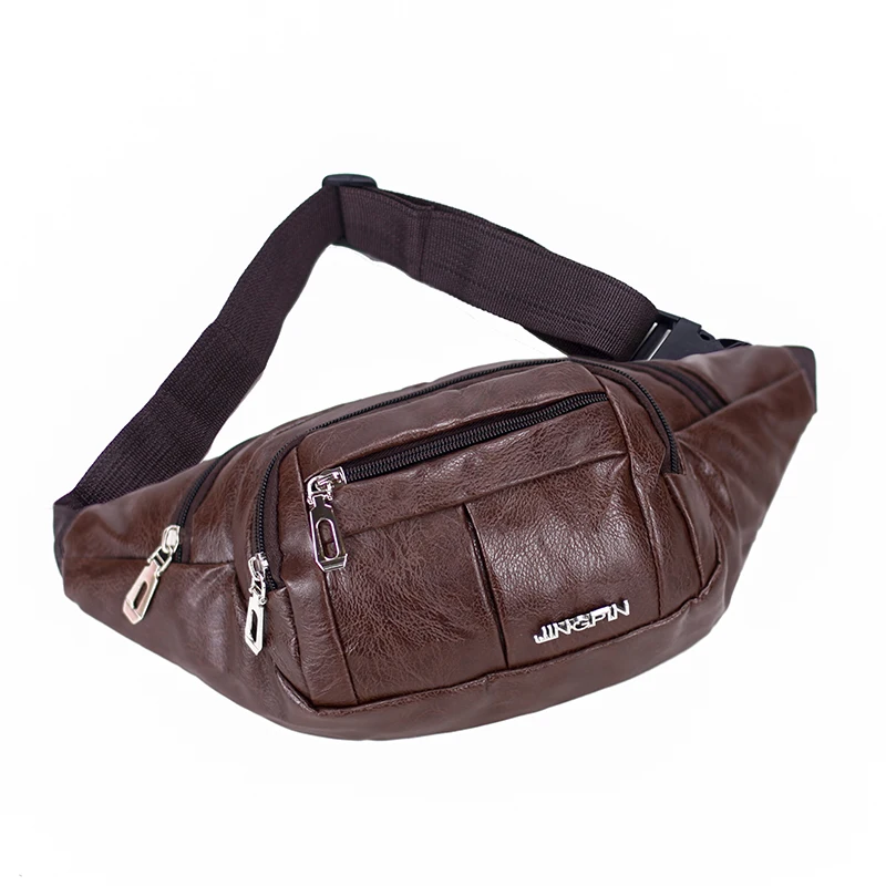 Riñonera de cuero PU multiusos para hombre, bolso de cintura de alta calidad, bandolera de hombro, cinturón cruzado, monedero, bolsillo