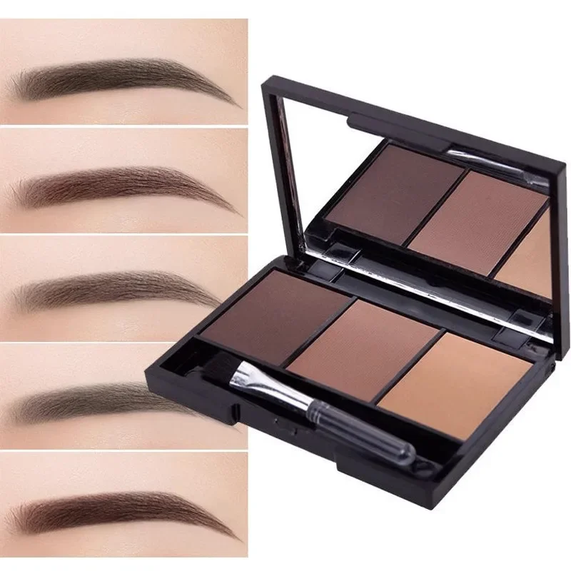 3 Color Eyebrow Powder Palette Cosmetic Professional Waterproof Makeup Eye Shadow With Brush Eye Brow Enhancer Eye Brow Pencil