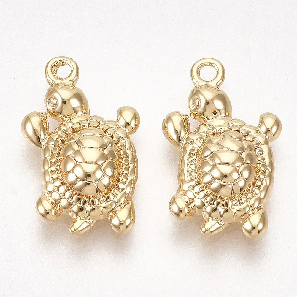 

5pcs Brass Tortoise Charms Sea Turtle Pendants Real 18K Gold Plated for Jewelry Making DIY Handmade Bracelet Necklace 14.5x9x3mm