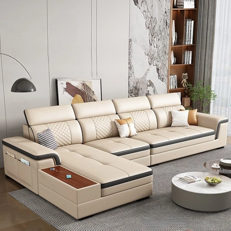 

Nordic Minimalist Sofas Genuine Leather Modern Straight Apartment Sofas Bedrooms Relax Armchairs Woonkamer Banken Accessories