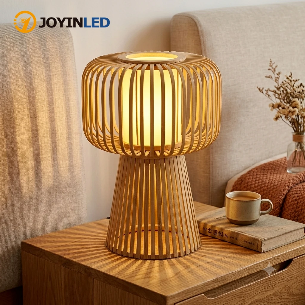 JOYINLED Handwoven Bamboo Table Lamp Shade Natural Woven Replacement Lamp Shade Covers for Desk & Bedside Lamps, Boho Room Decor