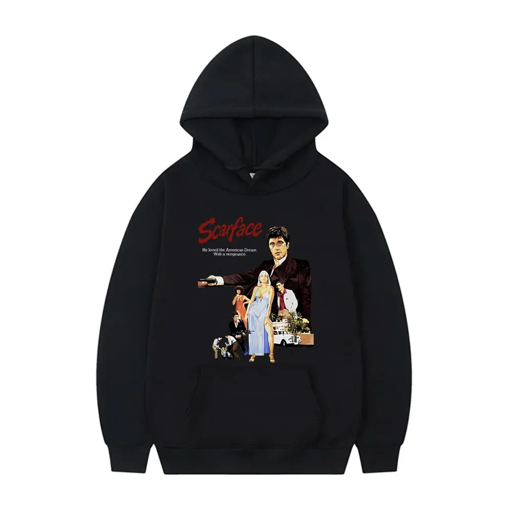 

Awesome 90s Vintage Movie Scarface Al Pacino Print Hoodie Tony Montana Graphic Sweatshirt Men Women Hip Hop Oversized Hoodies