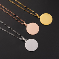 New 10Pcs 45cm 50cm 60cm Blank Round Disc Pendant Necklace Mirror Polish Stainless Steel Chain Necklace For Womens