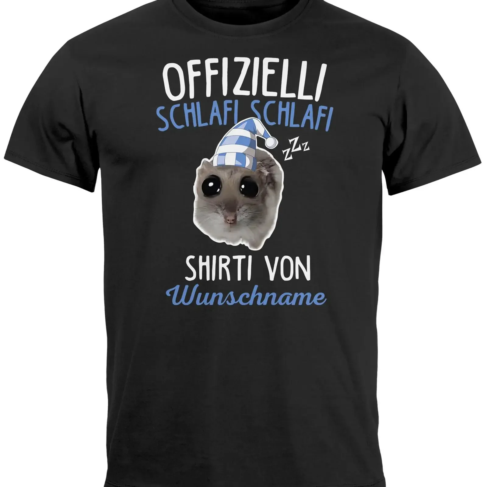 MoonWorks Men's T Shirt Official Schlafi Personalised Name Saying Hamster Meme Fun Motif vintage Washed fashion Versatile