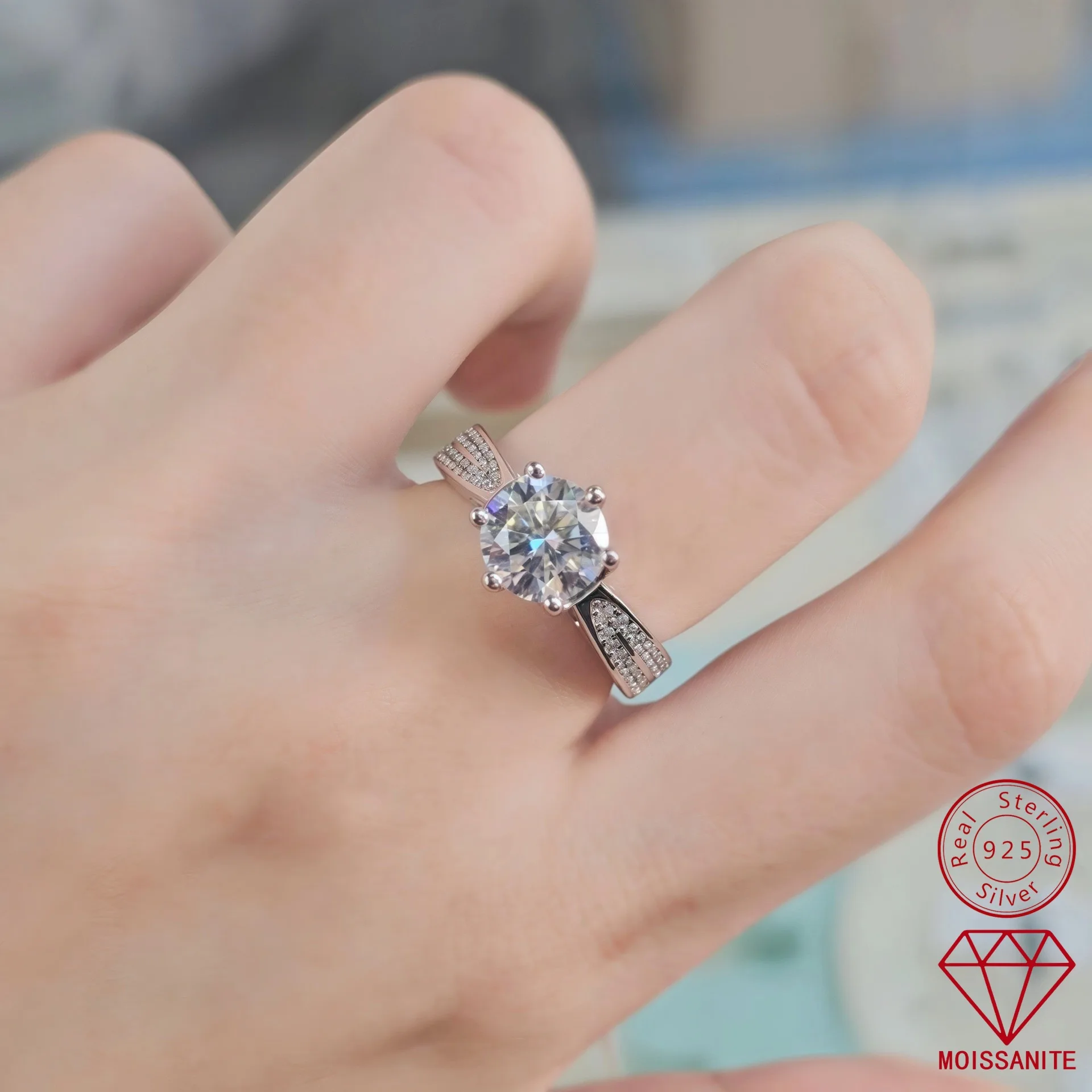 

Carnica Classic 1 2 CT Real Moissanite Ring for Women 100% S925 Sterling Silver Sparkling Wedding Jewelry GRA D Color 6-Prong