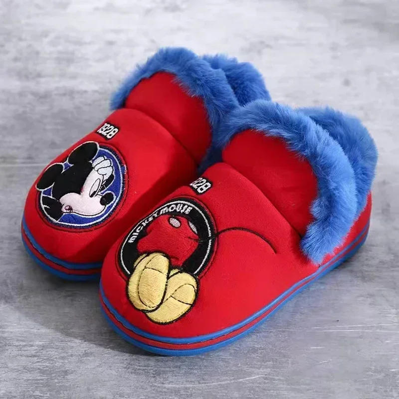 Kids Boys Cotton Home Slippers Winter Autumn Children Baby Girls Cartoon Mickey Minnie Mouse Cars Kids Girls Indoor Warm Shoes