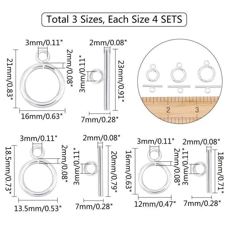 50 sets 304 roestvrijstalen ring-tuimelsluitingen IQ-tuimelsluitingen en Tbar-sluitingen Metaalmateriaal Ring-tuimelsluitingen voor doe-het-zelf