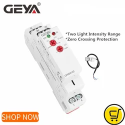 Geya GRB8-01/02 DINレールトワイライトスイッチ光電タイマーリレーセンサーAC110V-240V自動オンオフ