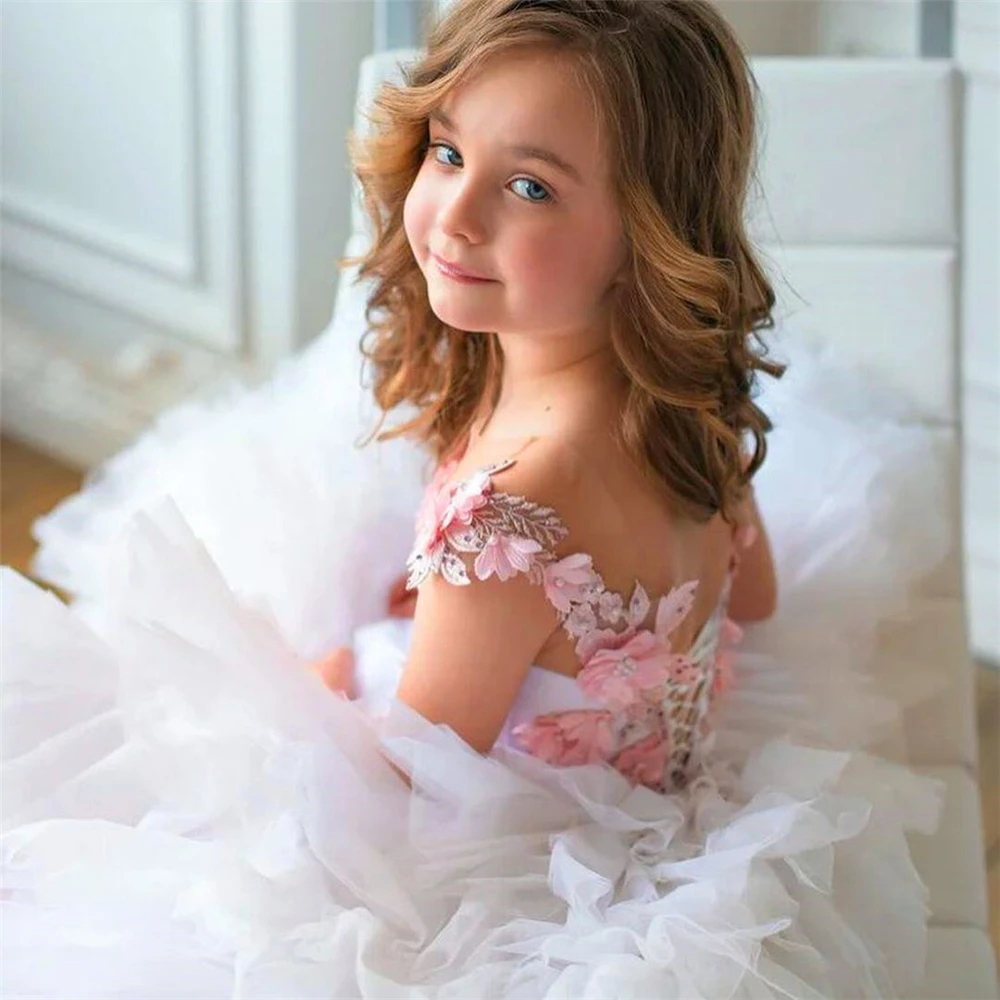 Tulle Printed Fishtail Dress Flower Girl Dress Princess Ball Beauty Pageant First Communion Kids Surprise Birthday Present