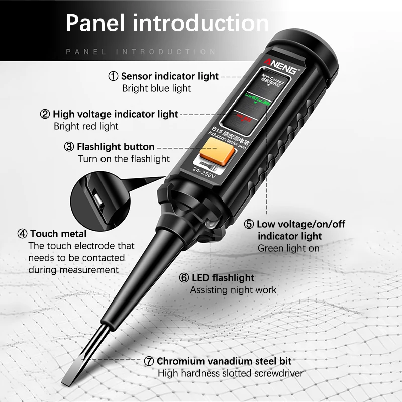 B15 Induction Teste Stylo AC25-250V Surligner Document Lumière Professionnel AC Tension Détection Électricien Tournevis Outils De Test