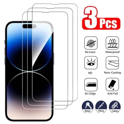 3PCS Tempered Glass For iPhone 15 16 Pro Max 14 13 12 11 Anti Scratch Screen Protector Plus XS X XR 13 12 Mini Clear Mica