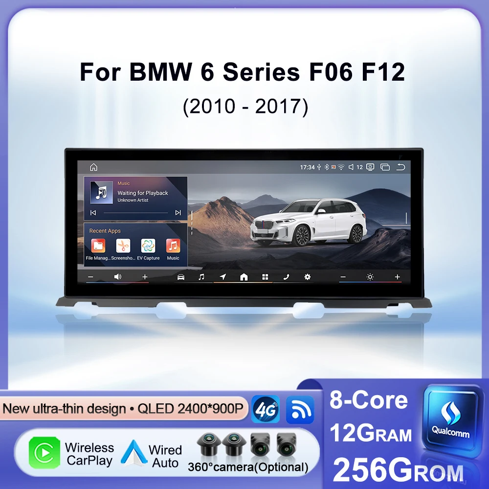 Radio Multimedia para Auto con Sistema CIC NBT EVO, Carplay Inalámbrico, GPS, 4G, WiFi, DSP, Estéreo y Bluetooth para BMW Serie 6 F06 F12 2010-2017