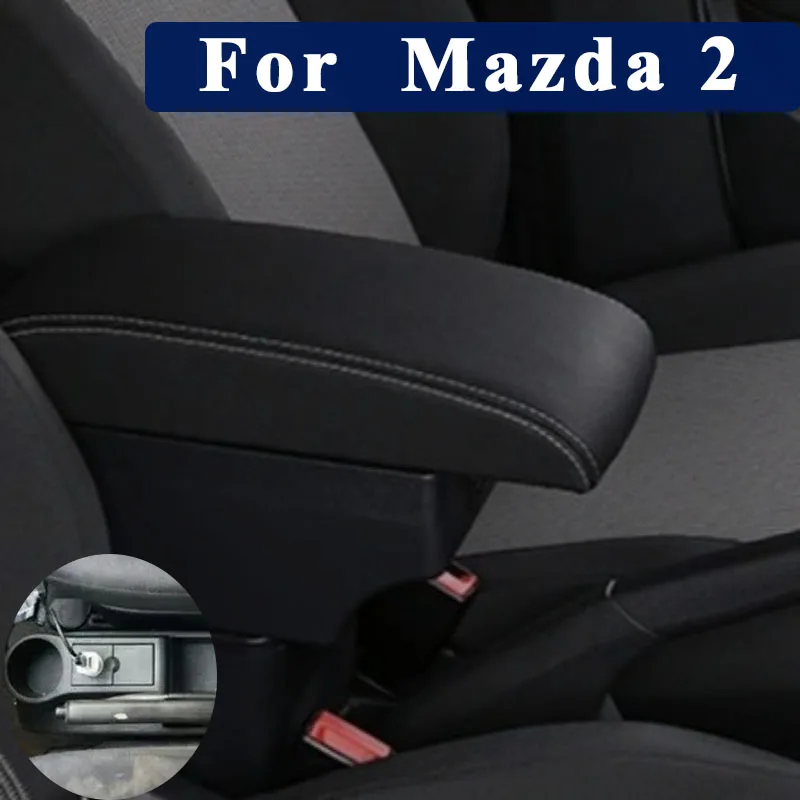 

Для Mazda 2, подлокотник для Mazda 2, автомобильный подлокотник, центральный ящик для хранения, внутренняя модернизация, зарядка через USB, автомобильные аксессуары