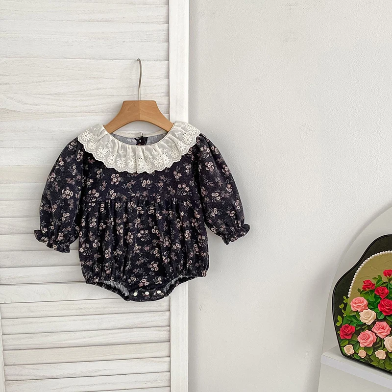 2026 New Spring Toddler Baby Girl Romper 0-24M Long Sleeved Cotton Print Korean Style Climbing Baby Girl Cotton Sweet Clothing