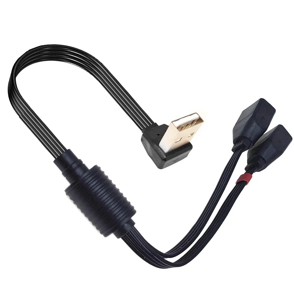 Cotovelo de computador montado em carro USB One Drag Two Cabo de carregamento de dados 90 °   Cabo de extensão fêmea ângulo USB One Split Two