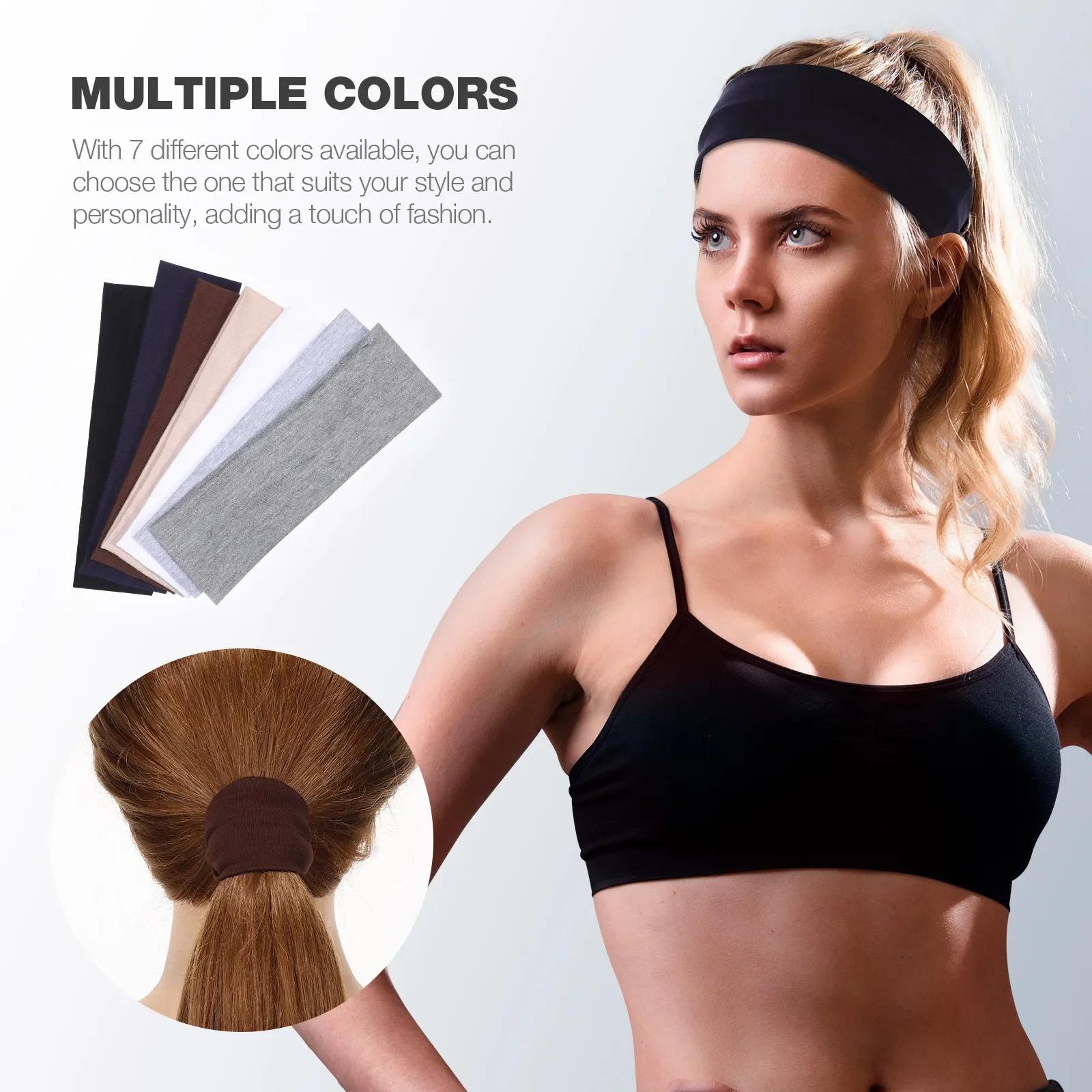 7PCS Elastic Sports Headbands For Women Stretchy Candy-Colored Hairbands Fashion Sweatbands Fitness Yoga Running Cycling 2025