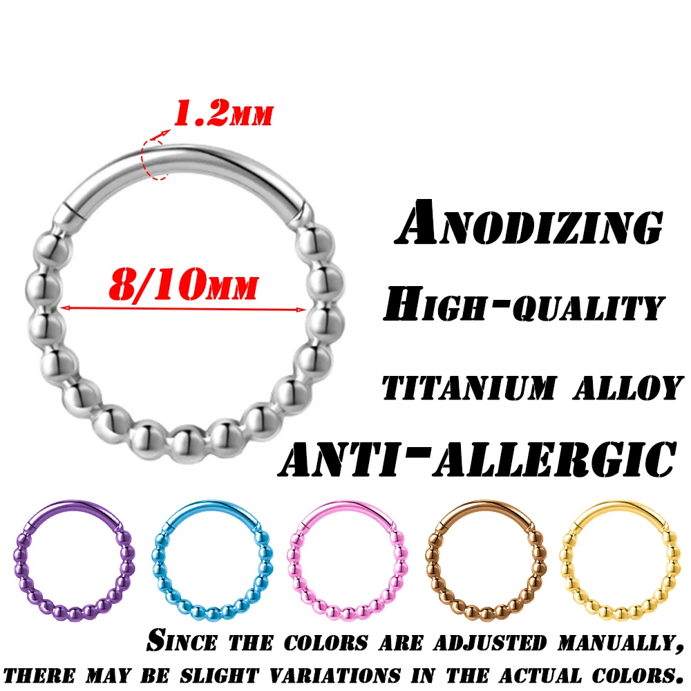 PUTITUP Official F136 Titanium Alloy Linked Bead Earrings Fashionable Hinged Ring Anodized Closed Circle Body Piercing Jewelry