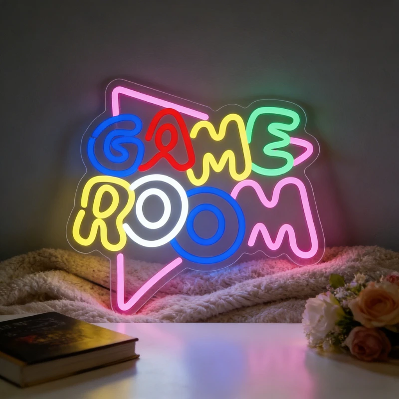 

Неоновая вывеска с цветной LED-подсветкой для игровой комнаты, USB-светильник с регулировкой яркости для игровой зоны, декора стен, комнаты для мальчиков, подростковой комнаты, аркады, мужской комнаты (Man Cave)