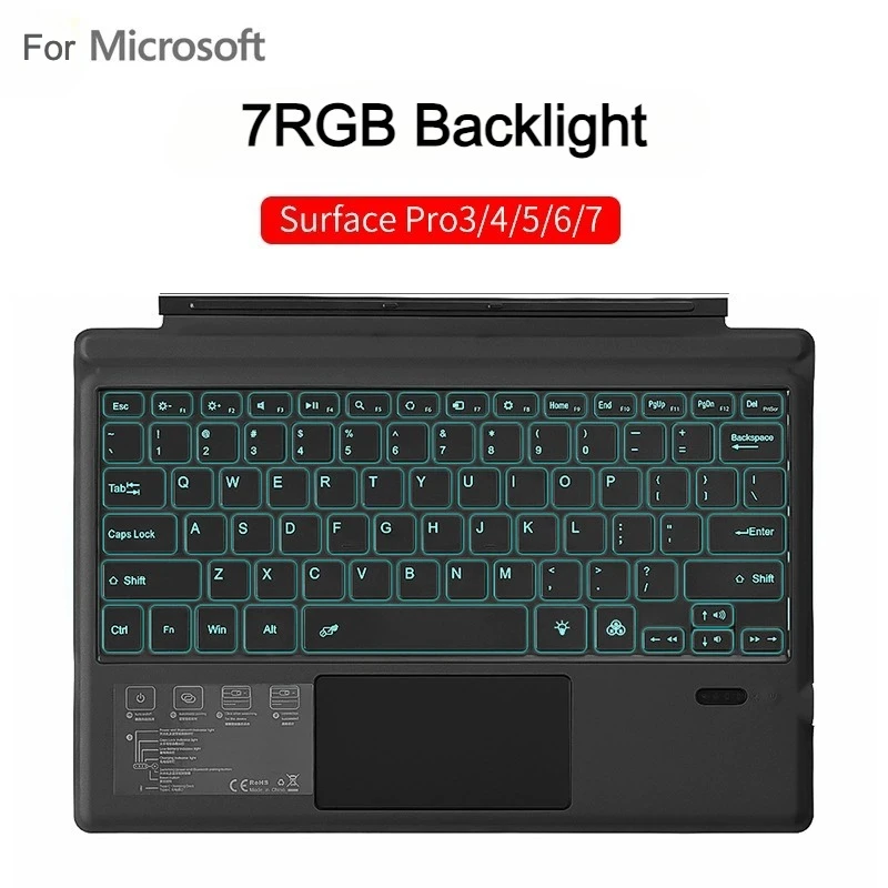 

Беспроводной трекпад Teclado с подсветкой для Microsoft Surface Pro 3 4 5 6 7 8 9 10 11 Pro X, портативная клавиатура для Surface Go 1 2 3 4