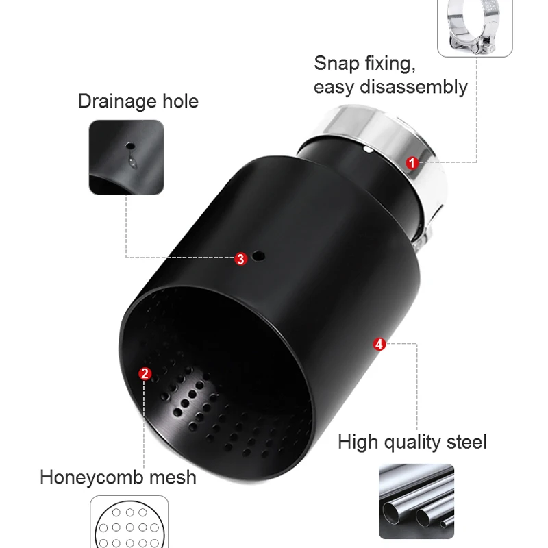1 Piece Stainless Steel Single Exhaust Tip For Golf 7 MK7 GTI Golf R Muffler Tip Exhaust System 63mm Universal Nozzle Tailpipe