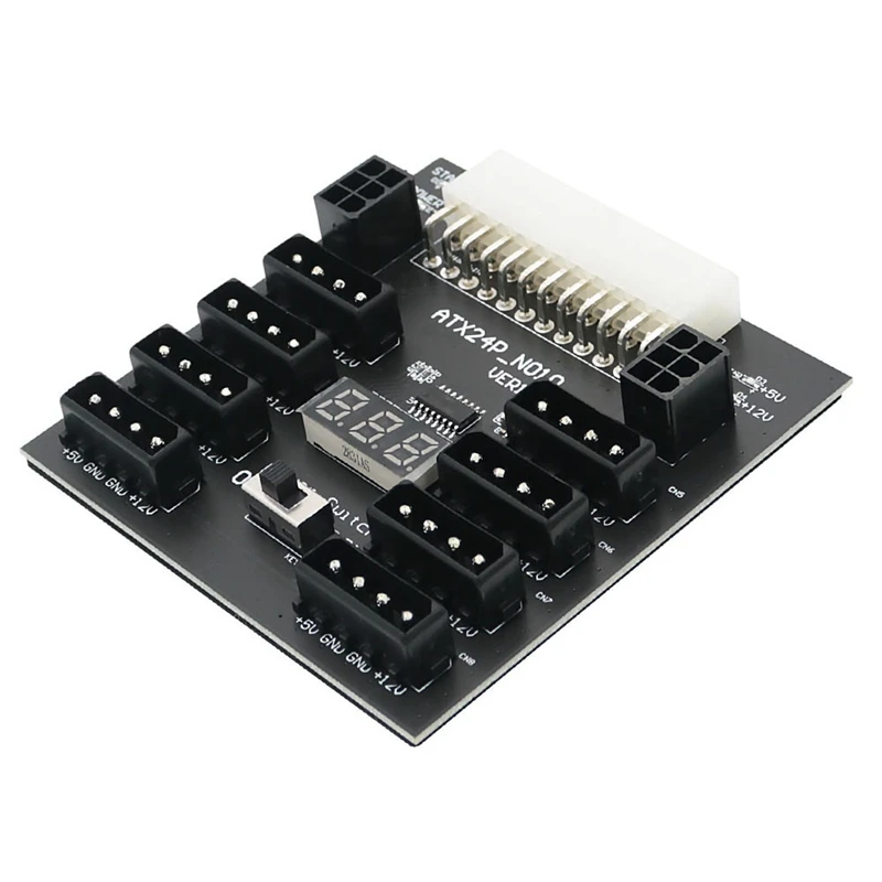 

Upgrade Version ATX Power Supply Breakout Board With 4Pin And 6Pin Power Connector 5V/12V 800W For CHIA Mining