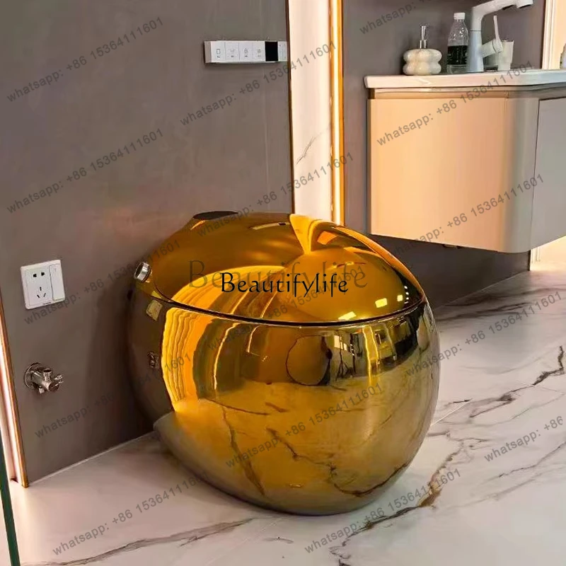 

12Golden Smart Toilet Electric Toilet Home Fully Automatic Integrated Plus Round Color Gold Silver