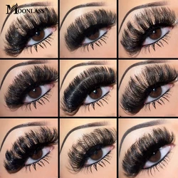 Wholesale 1 Pair Russian Strip Lashes Extension Vendors 25MM Mink Lashes Makeup Tools Fluffy Natural False Eyelashes Box Package