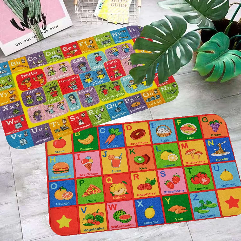 

ABC Cartoon Kids Playroom Alphabet Floor Mat INS Style Soft Bedroom Floor House Laundry Room Mat Anti-skid Household Carpets