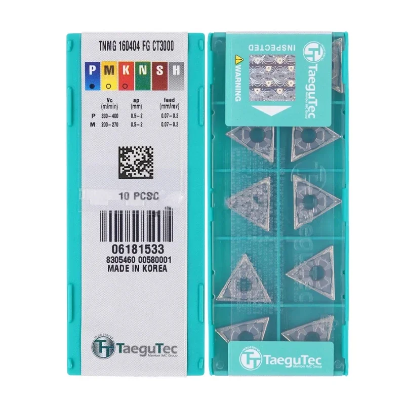 

10pcs TaeguTec Original TNMG TNMG160404 TNMG160408 FG CT3000 CNC Lathe Finishing Cutting Tools Tungsten Carbide Turning Inserts