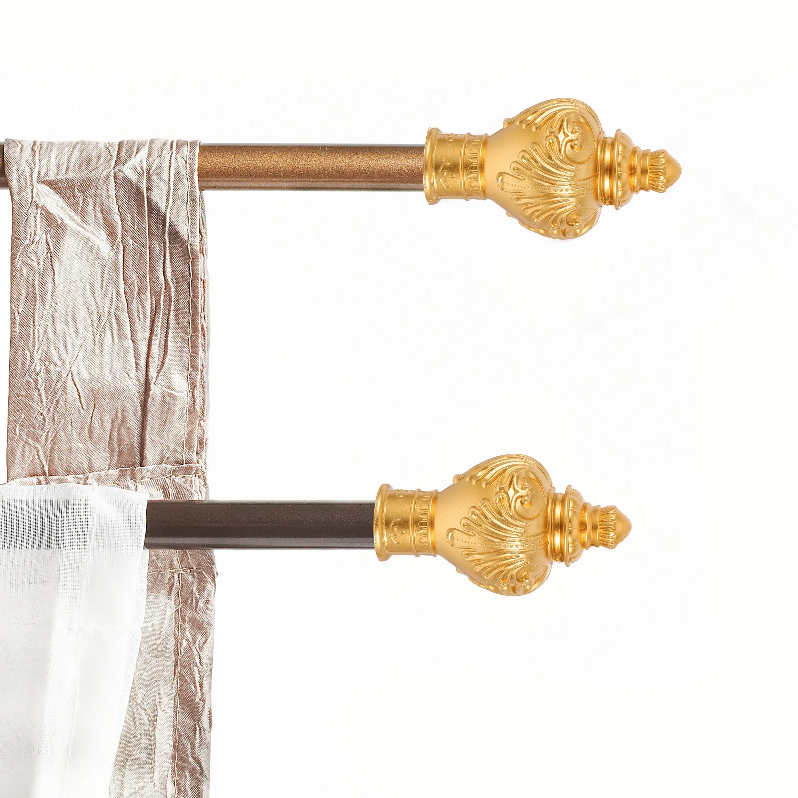 

10pcs Curtain Rod Decorative Heads 26-28Mm Gold Vintage Finials Easy Install No Tools For Home Office Library Plastic End Caps