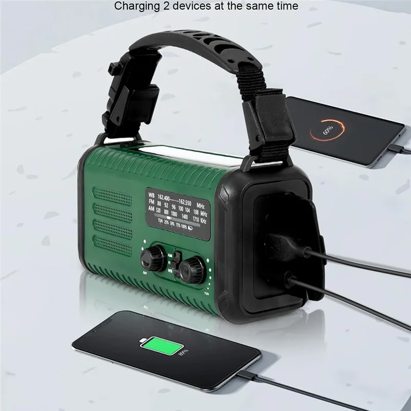 -A01R 20000Mah zonne-handslinger noodradio, NOAA/AM/FM, oplader voor mobiele telefoon, lamp, zaklamp en SOS