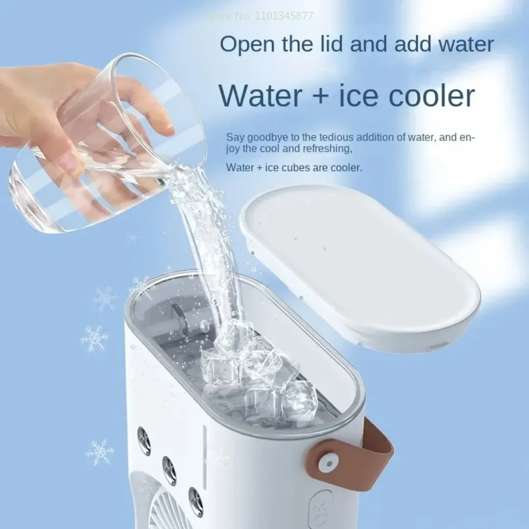 Ventilador recargable con rociador de agua, dispositivo eléctrico de doble cabezal, giratorio, remoto, torre doble