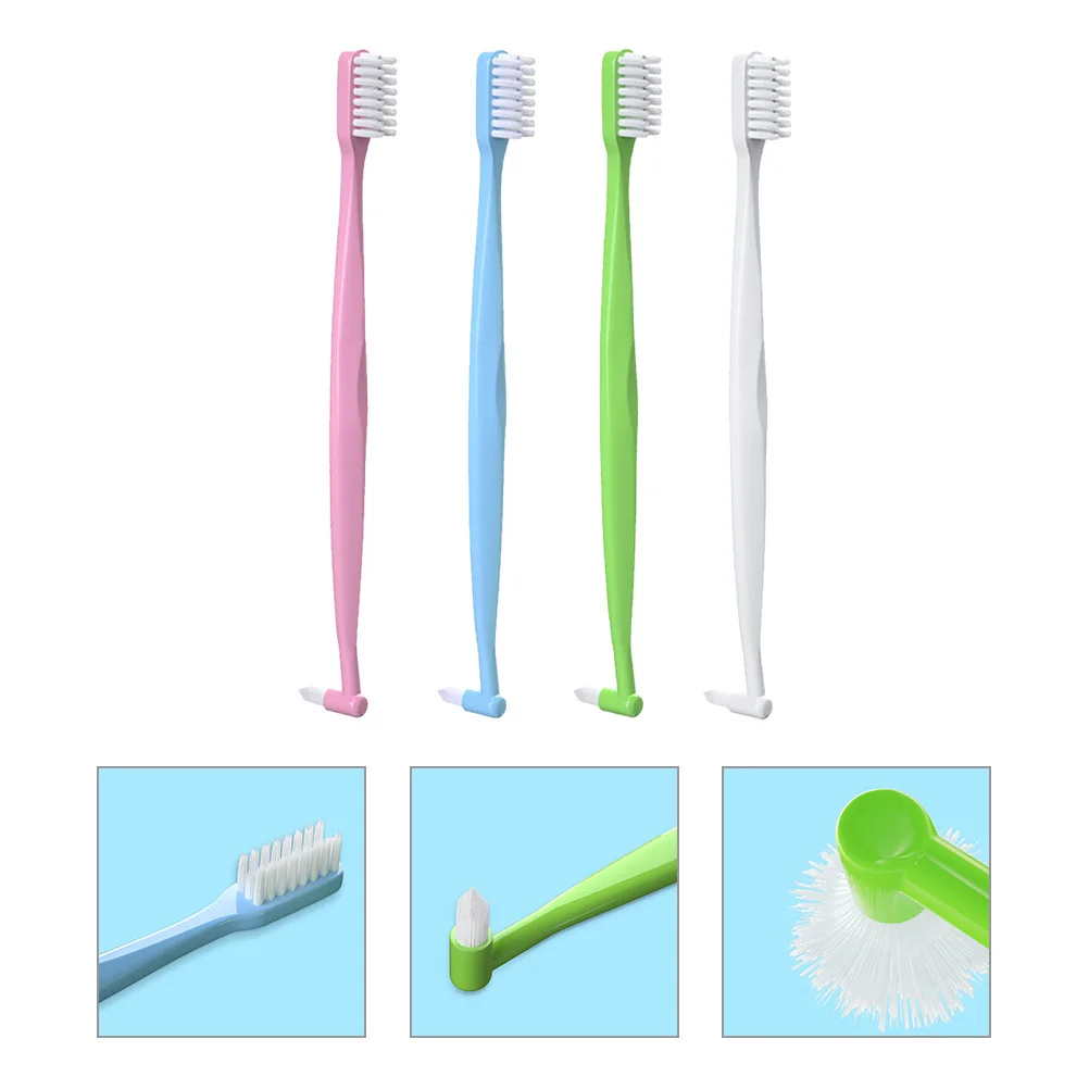 4 قطع فرشاة أسنان تقويم الأسنان برأسين تصميم مريح فرشاة أسنان يدوية مدببة للاستخدام اليومي والسفر #2