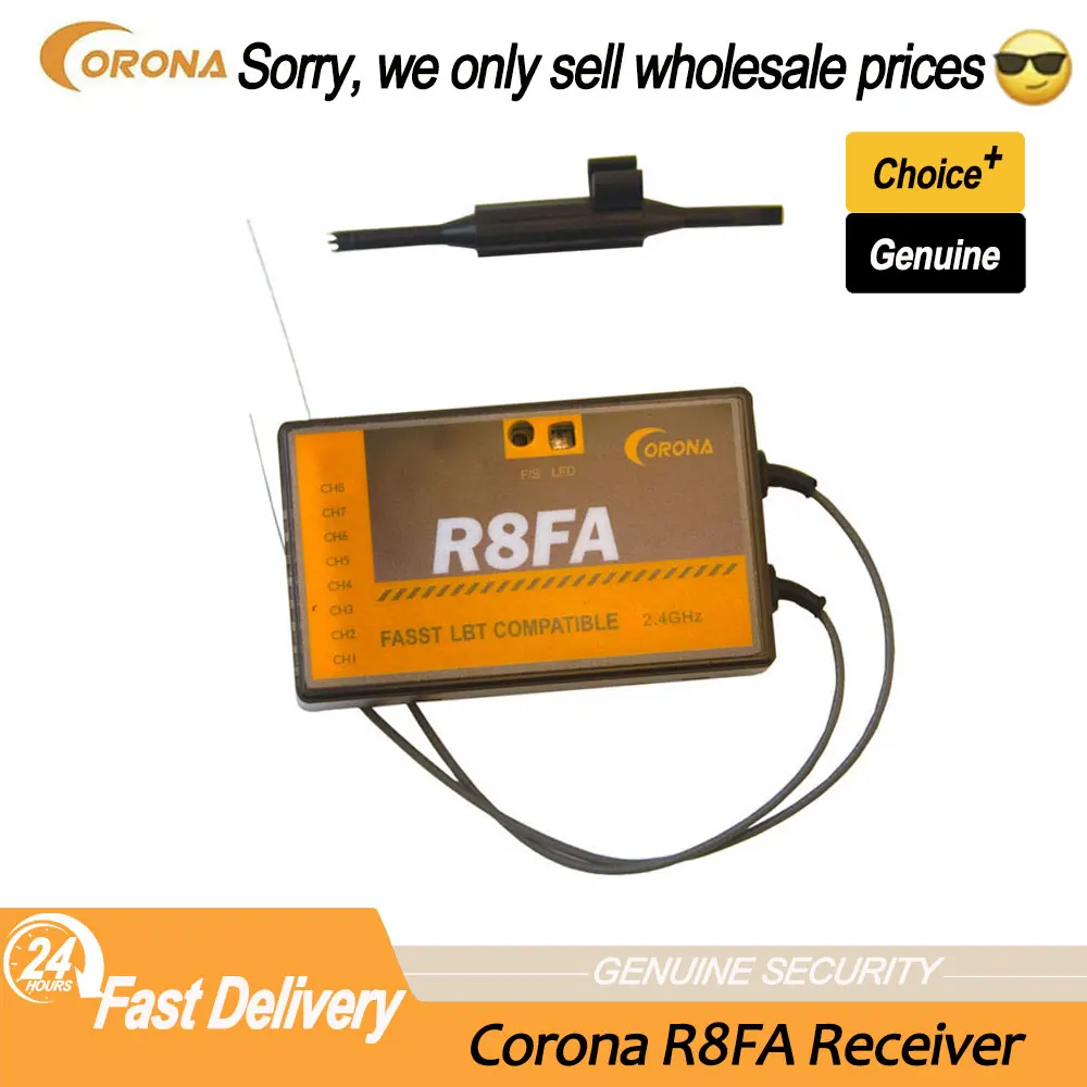 1PC Corona R8FA 2.4Ghz 8CH FASST Compatible Receiver W/ FUTABA FASST Remote Control T6EX T8FG 10CG 14SG 3PM 4PKS For RC Airplane