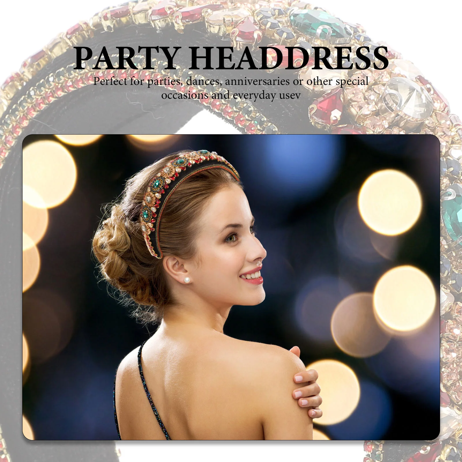 Colored Rhinestone Headband Novel Headdress Hairband Chic Decor Exquisite Festival Wear Delicate Hoops Women Accessory Fashion