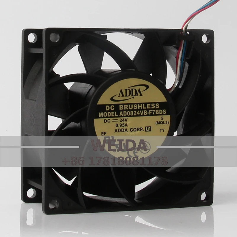 

ADDA DC24V 0.95a AD0824VB-F7BDS двойной шарикоподшипник осевой поток центробежный вентиляционный охлаждающий вентилятор 80x80x38 мм 8038 8 см