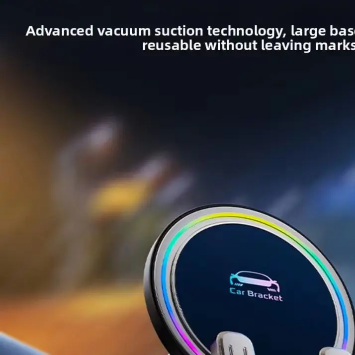 15W RGB Ambient Light Wireless Car Mount With Auto Grip Clamping System For Enabled Phones And Secure Dashboard Use