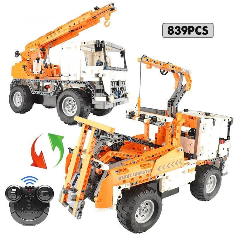 

RC City Engineering Truck Car 2 IN 1 Building Blocks Technical Remote Control Crane Toys for Kids Gifts