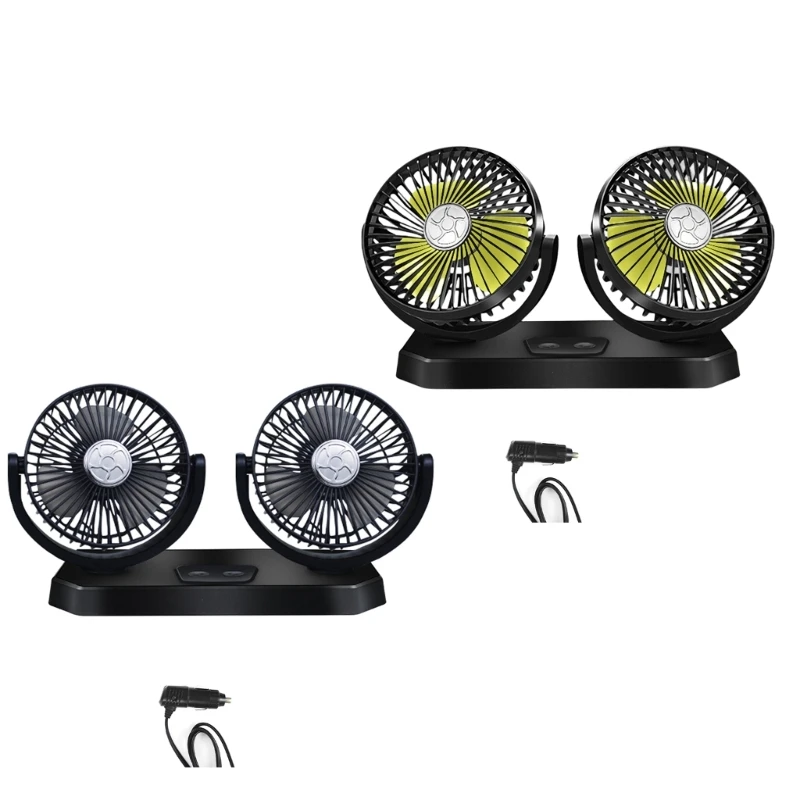 

12V/24V Car Fans, Cooling Air Fan Powerful Dashboard Electric Car Fan Cigarette-Lighter Low Noise 360 Degree Rotatable