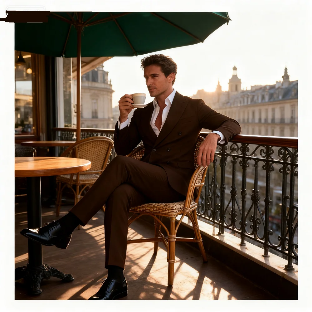 

Classic Slim Fit Men's Business Suit Notch Lapel 2-Piece Blazer And Pants Set for Wedding Prom Groomsmen Elegant Formal Wear