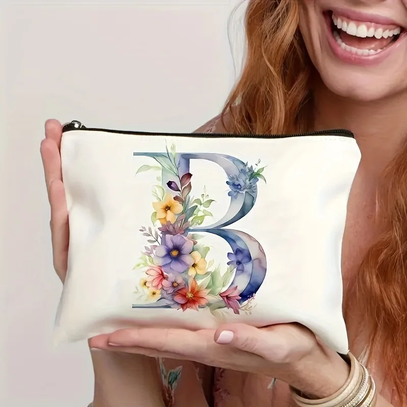 Ladies' Makeup Bag A-Z Letter Creative Pattern Makeup Bags Storage Bag Zipper Bags Makeup Pouch