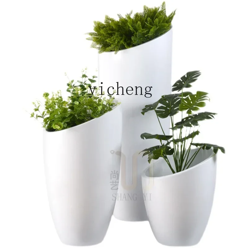 BJ-22 glass fiber reinforced plastic simple oblique mouth combination flower pot shopping mall indoor beautiful floor