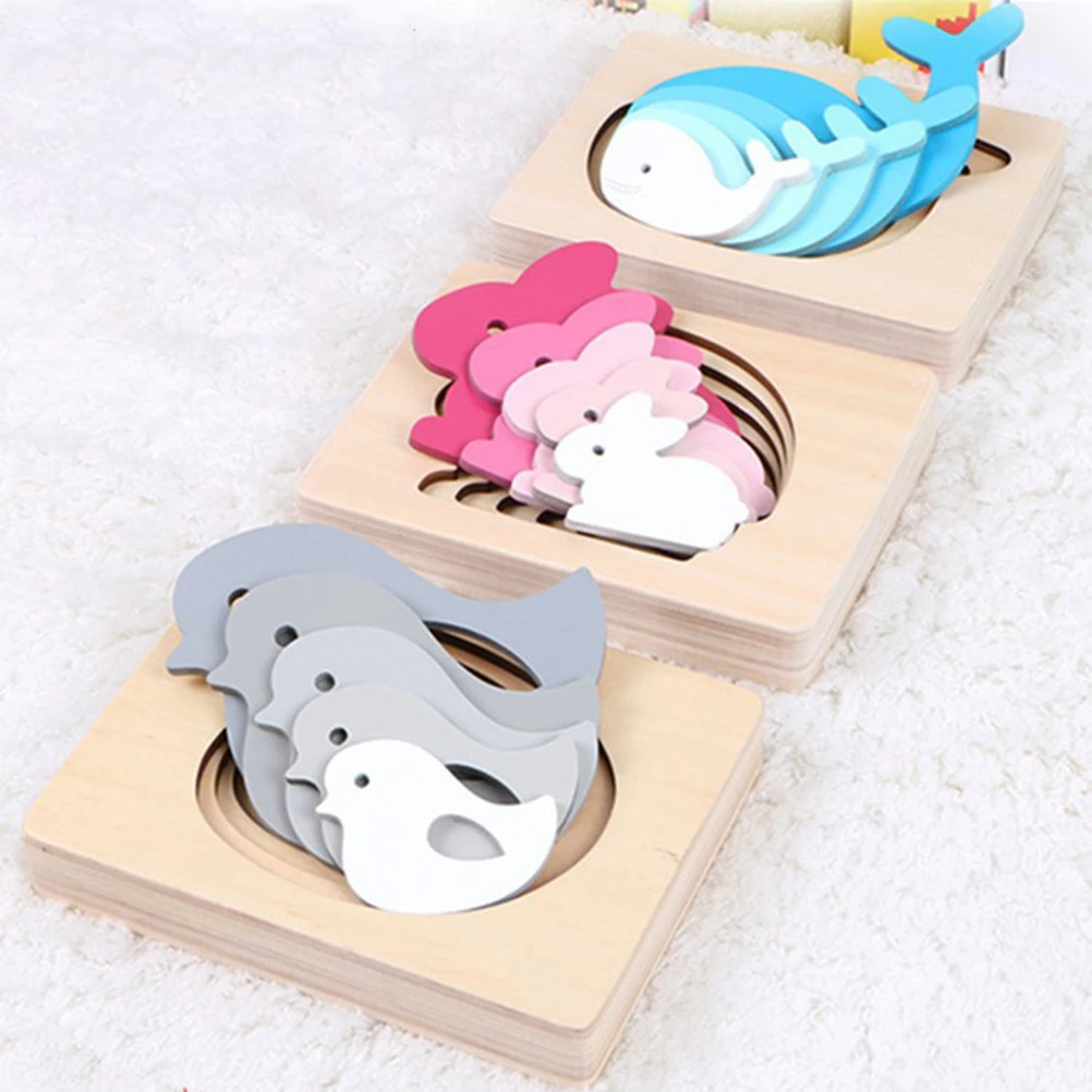 Puzzle Hewan Puzzle Anak untuk Anak Kartun Mainan Anak Jigsaw Balita Berlapis