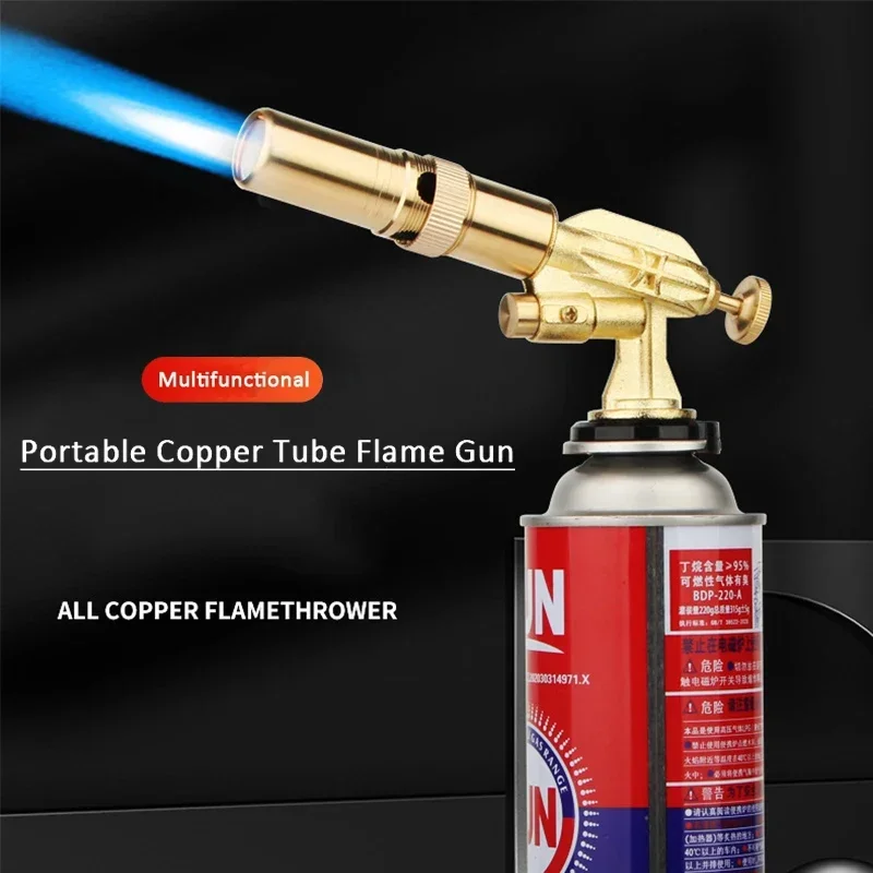 Welding Gas Torch Copper Butane Burner Flame Gun Ignition Outdoor Camping BBQ Flamethrower Welding Equipment Kitchen Lighter