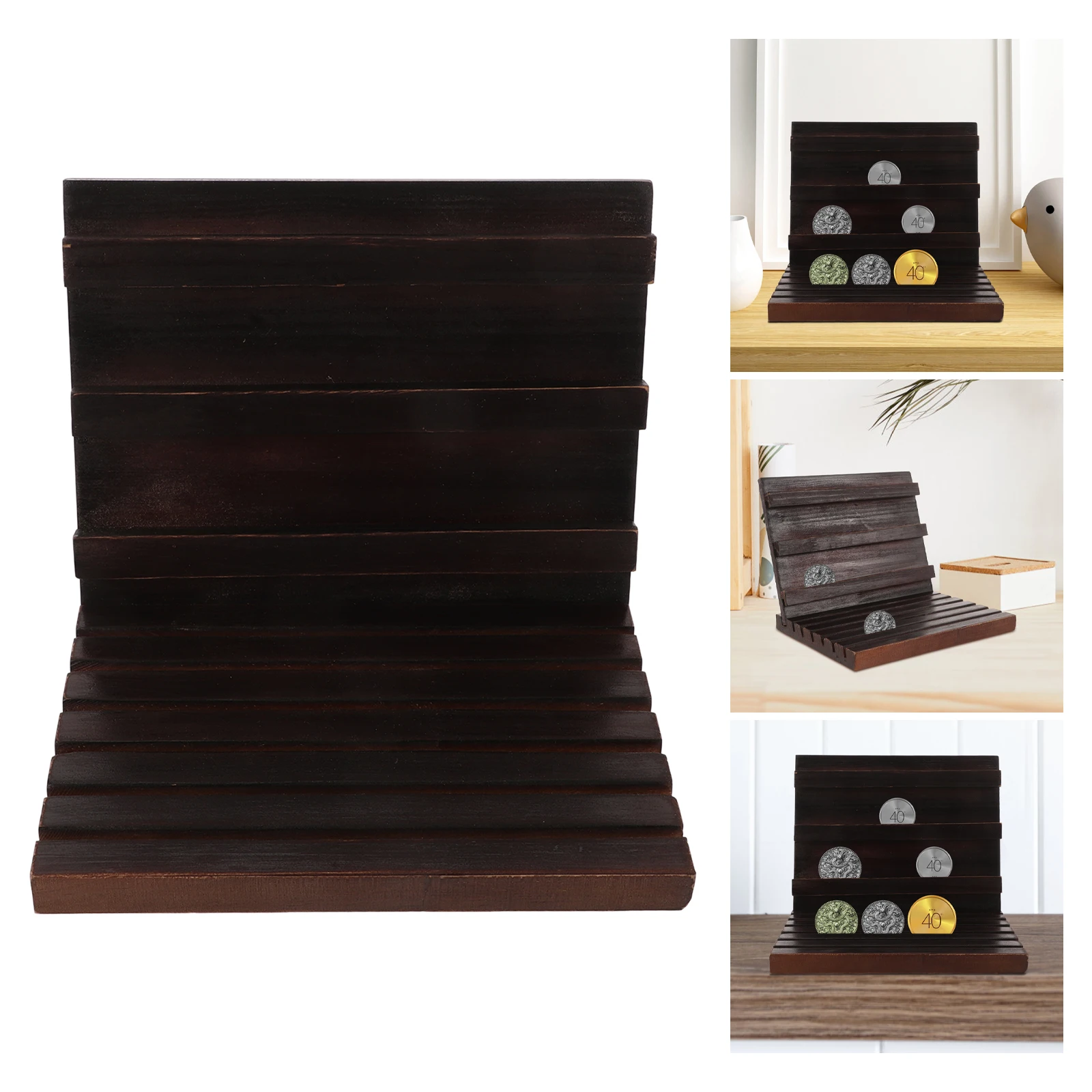 

Wooden Display Stand Coin Organizer Coins Holder Showcase Holders Army Rack