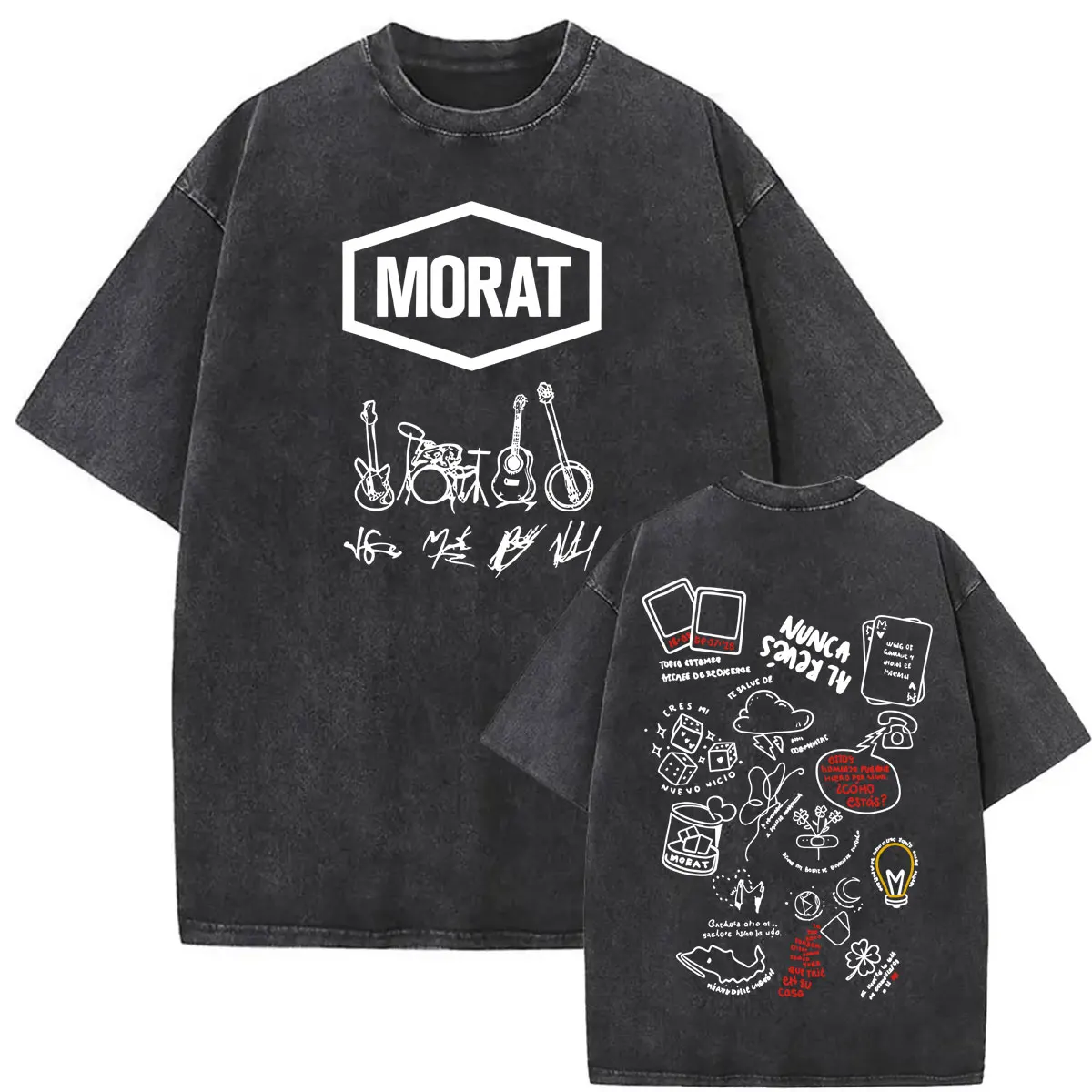 Band Morat Yem Album Print Vintage Washed T-Shirt für Herren und Damen, Harajuku Hip Hop Gothic T-Shirts, Sommer-Tops, Lockeres T-Shirt, Streetwear – Detail 25
