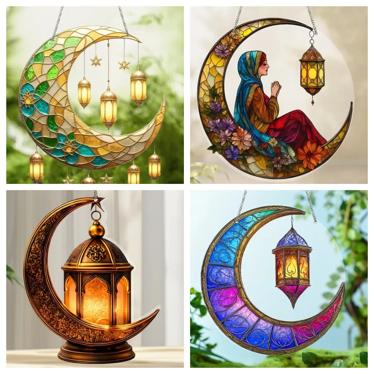 

1pcs Ramadan Window Door Sign Hanging Decoration-Eid Mubarak & Happy Mawlid Al Nabi Ramadan 2D Acrylic Festival Decoration