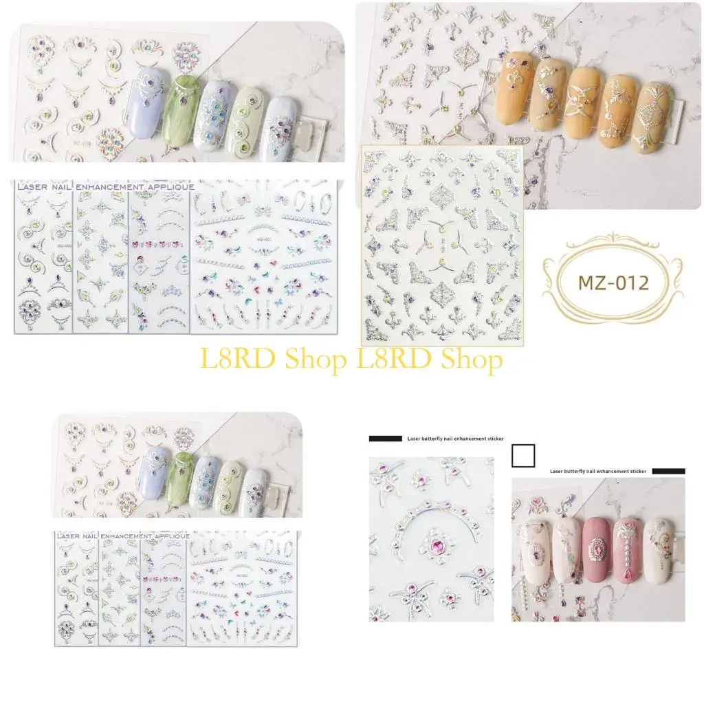 L8RD 3D Adhesive Art Jewelry Sticker Fench Line Art Stickers 20 Sheets