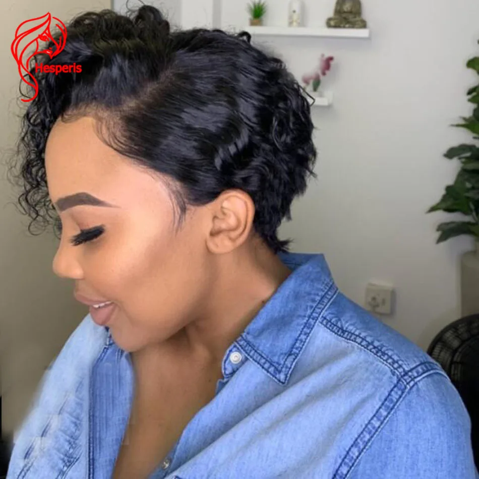 Hesperis 13x6 Pixie Cut Short Curly Human Hair Wigs Transparent Lace Front Wigs For Black Women Natural Hair Pre Plucked